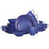 imageStone Lain Clara 16Piece Dinnerware Set Porcelain Burgundy Service For 4Blue
