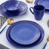imageStone Lain Clara 16Piece Dinnerware Set Porcelain Burgundy Service For 4Blue