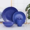 imageStone Lain Clara 16Piece Dinnerware Set Porcelain Burgundy Service For 4Blue