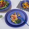 imageStone Lain Clara 16Piece Dinnerware Set Porcelain Burgundy Service For 4Blue