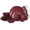 imageStone Lain Clara 16Piece Dinnerware Set Porcelain Burgundy Service For 4Burgundy