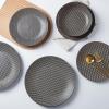 imageStone Lain Daisy Stoneware 32piece Round Dinnerware Set Daisy  White and BlackDaisy  Brown and Black