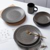 imageStone Lain Daisy Stoneware 32piece Round Dinnerware Set Daisy  White and BlackDaisy  Brown and Black