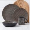 imageStone Lain Daisy Stoneware 32piece Round Dinnerware Set Daisy  White and BlackDaisy  Brown and Black