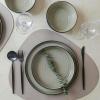 imageStone Lain Elica 12Piece Modern Dinnerware Set Stoneware Plates and Bowl Sets for 4 Blue and GreyBeige and Black