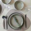 imageStone Lain Elica 12Piece Modern Dinnerware Set Stoneware Plates and Bowl Sets for 4 Blue and GreyBeige and Black