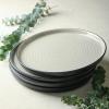 imageStone Lain Elica 12Piece Modern Dinnerware Set Stoneware Plates and Bowl Sets for 4 Blue and GreyBeige and Black