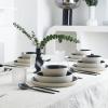 imageStone Lain Elica 12Piece Modern Dinnerware Set Stoneware Plates and Bowl Sets for 4 Blue and GreyBlack and Beige