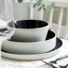 imageStone Lain Elica 12Piece Modern Dinnerware Set Stoneware Plates and Bowl Sets for 4 Blue and GreyBlack and Beige