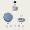 imageStone Lain Elica 12Piece Modern Dinnerware Set Stoneware Plates and Bowl Sets for 4 Blue and GreyBlue and Grey