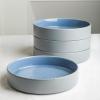 imageStone Lain Elica 12Piece Modern Dinnerware Set Stoneware Plates and Bowl Sets for 4 Blue and GreyBlue and Grey