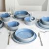 imageStone Lain Elica 12Piece Modern Dinnerware Set Stoneware Plates and Bowl Sets for 4 Blue and GreyBlue and Grey