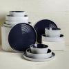 imageStone Lain Elica 12Piece Modern Dinnerware Set Stoneware Plates and Bowl Sets for 4 Blue and GreyNavy and White
