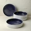 imageStone Lain Elica 12Piece Modern Dinnerware Set Stoneware Plates and Bowl Sets for 4 Blue and GreyNavy and White