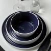 imageStone Lain Elica 12Piece Modern Dinnerware Set Stoneware Plates and Bowl Sets for 4 Blue and GreyNavy and White