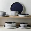 imageStone Lain Elica 12Piece Modern Dinnerware Set Stoneware Plates and Bowl Sets for 4 Blue and GreyNavy and White
