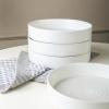 imageStone Lain Elica 12Piece Modern Dinnerware Set Stoneware Plates and Bowl Sets for 4 Blue and GreyWhite