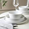 imageStone Lain Elica 12Piece Modern Dinnerware Set Stoneware Plates and Bowl Sets for 4 Blue and GreyWhite