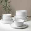 imageStone Lain Elica 12Piece Modern Dinnerware Set Stoneware Plates and Bowl Sets for 4 Blue and GreyWhite