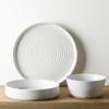 imageStone Lain Elica 12Piece Modern Dinnerware Set Stoneware Plates and Bowl Sets for 4 Blue and GreyWhite