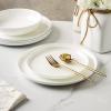 imageStone Lain Gabrielle Bone China Dinnerware Set 12Piece Service for 4 White and PlatinumSolid White