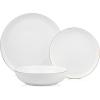 imageStone Lain Gabrielle Bone China Dinnerware Set 12Piece Service for 4 White and PlatinumWhite and Gold