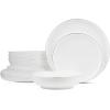 imageStone Lain Gabrielle Bone China Dinnerware Set 12Piece Service for 4 White and PlatinumWhite and Platinum