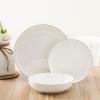 imageStone Lain Gabrielle Bone China Dinnerware Set 12Piece Service for 4 White and PlatinumWhite and Platinum