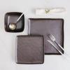imageStone Lain Jonny Stoneware 12piece Square Dinnerware Set BlueBrown