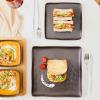 imageStone Lain Jonny Stoneware 12piece Square Dinnerware Set BlueBrown