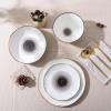 imageStone Lain Luma Porcelain Dinnerware Set 16Piece  Service for 4 BlueBlack