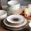 imageStone Lain Luma Porcelain Dinnerware Set 16Piece  Service for 4 BlueBlack