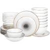 imageStone Lain Luma Porcelain Dinnerware Set 16Piece  Service for 4 BlueBlack