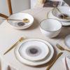 imageStone Lain Luma Porcelain Dinnerware Set 16Piece  Service for 4 BlueBlack