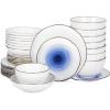 imageStone Lain Luma Porcelain Dinnerware Set 16Piece  Service for 4 BlueBlue