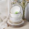 imageStone Lain Luma Porcelain Dinnerware Set 16Piece  Service for 4 BlueGreen