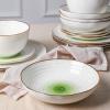 imageStone Lain Luma Porcelain Dinnerware Set 16Piece  Service for 4 BlueGreen