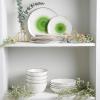 imageStone Lain Luma Porcelain Dinnerware Set 16Piece  Service for 4 BlueGreen