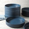 imageStone Lain Lusso Stoneware Dinnerware Set 16Piece  Service for 4 WhiteAsh Blue