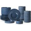 imageStone Lain Lusso Stoneware Dinnerware Set 16Piece  Service for 4 WhiteAsh Blue