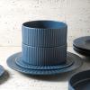imageStone Lain Lusso Stoneware Dinnerware Set 16Piece  Service for 4 WhiteAsh Blue