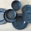imageStone Lain Lusso Stoneware Dinnerware Set 16Piece  Service for 4 WhiteAsh Blue