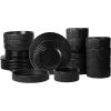 imageStone Lain Lusso Stoneware Dinnerware Set 16Piece  Service for 4 WhiteBlack