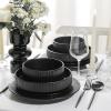 imageStone Lain Lusso Stoneware Dinnerware Set 16Piece  Service for 4 WhiteBlack