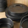 imageStone Lain Lusso Stoneware Dinnerware Set 16Piece  Service for 4 WhiteBlack