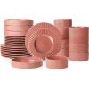 imageStone Lain Lusso Stoneware Dinnerware Set 16Piece  Service for 4 WhiteRedwood