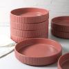 imageStone Lain Lusso Stoneware Dinnerware Set 16Piece  Service for 4 WhiteRedwood