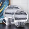 imageStone Lain Nova Modern Stoneware Dinnerware Set Plates and Bowls Set 16Piece Dish Set Service for 4 BlackBlack