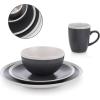 imageStone Lain Serafina Stoneware 16piece Round Dinnerware Set WineDark Gray and Cream