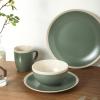 imageStone Lain Serafina Stoneware 16piece Round Dinnerware Set WineGreen and Cream